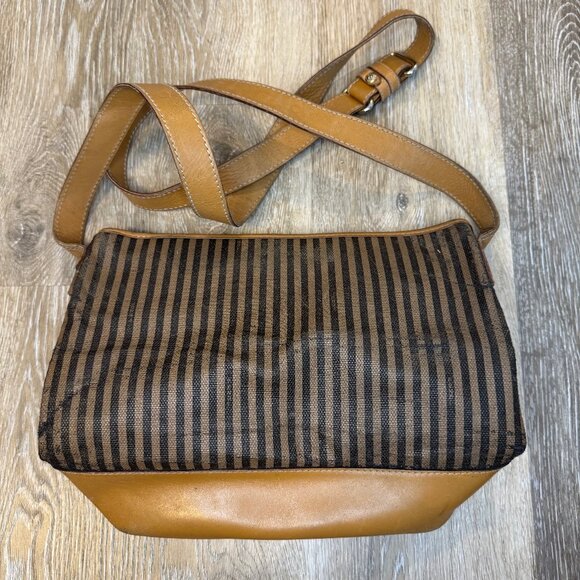 FENDI Vintage Pequin striped tote shoulder bag - Picture 4 of 10